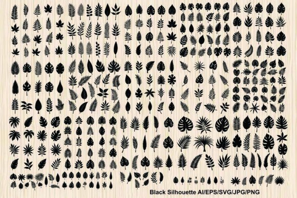 Black Silhouette Tropical Plants Bundle: Graphics & Illustrations