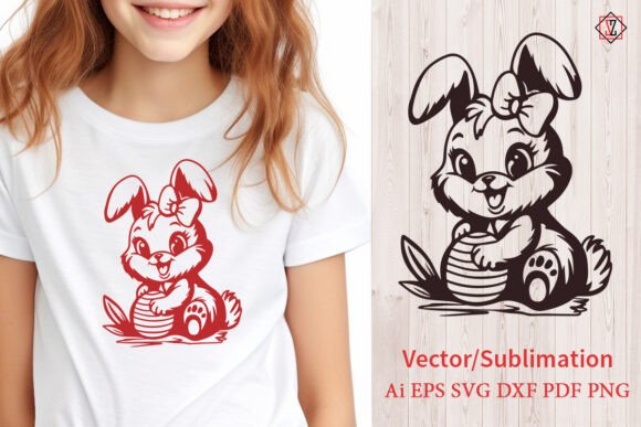 Bunny with Egg Silhouette Sublimation