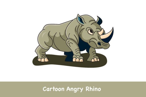 Cartoon Angry Rhino: Bold Graphics & Illustrations
