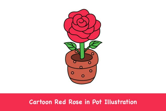Cartoon Red Rose in Pot Illustration: Designer’s Graphics Review