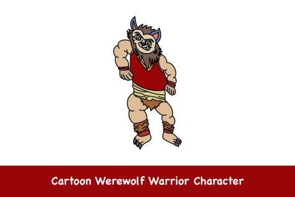 Cartoon Werewolf Warrior Character: Graphics & Illustrations