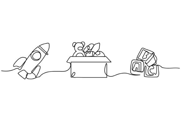 Continuous Line Design of Rocket: Graphics & Illustrations