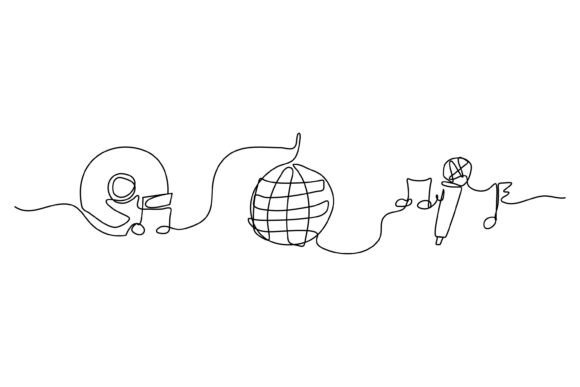 Continuous Line Mic Graphics & Illustrations