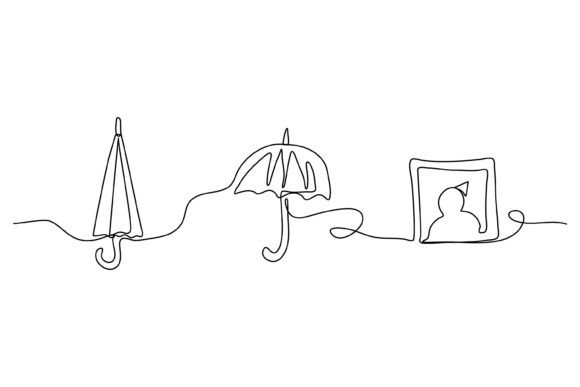 Continuous Line Umbrellas: Graphics & Illustrations