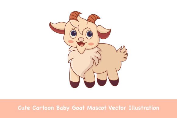 Cute Cartoon Baby Goat Graphics & Illustrations