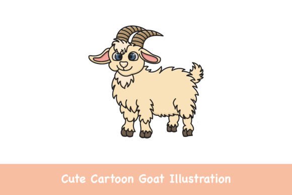 Cute Cartoon Goat Illustration: Graphics & Illustrations
