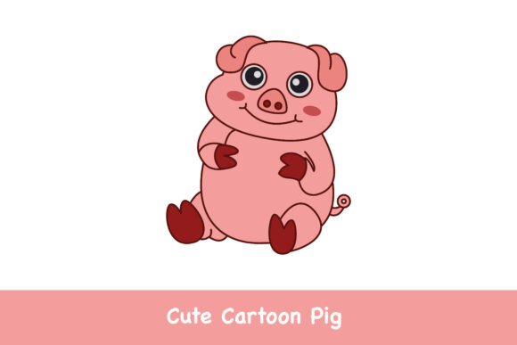 Cute Cartoon Pig Graphics & Illustrations