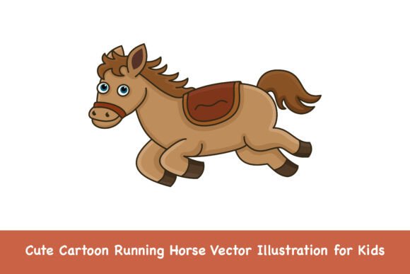 Cute Cartoon Running Horse Vector Graphics & Illustrations