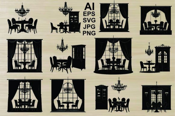 Dining Room Silhouette Bundle Graphics & Illustrations