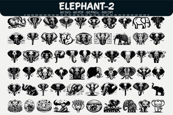 Elephant Vector Clipart: 60 Graphics & Illustrations