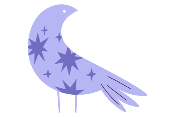 Folk Bird Shape with Star Pattern Graphics