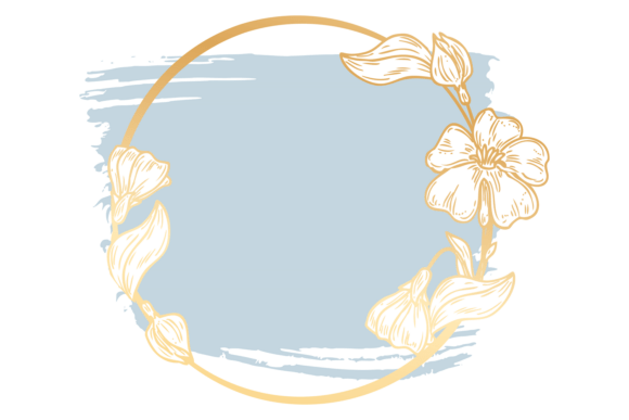 Golden Frame Circle with Creative Decora Graphics