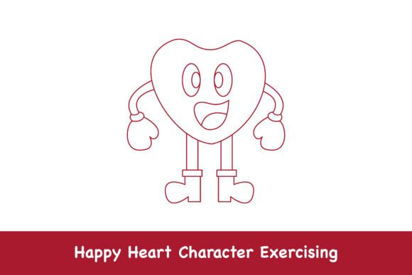Happy Heart Character Exercising Graphics & Illustrations