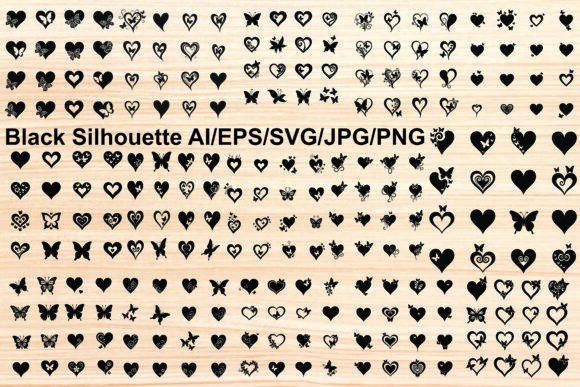 Hearts and Butterflies Elements Vector