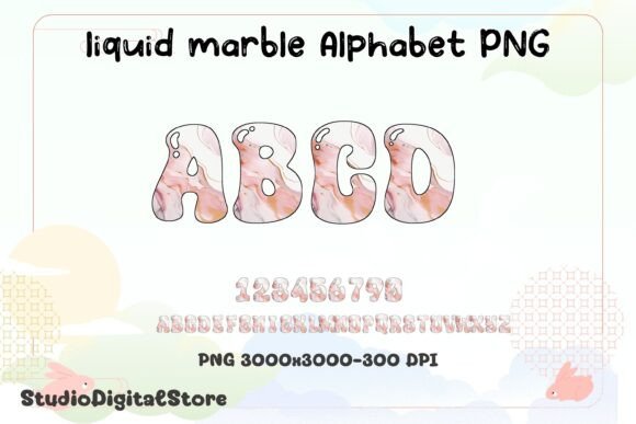 Liquid Marble Alphabet PNG: Graphics & Illustrations for Sellers