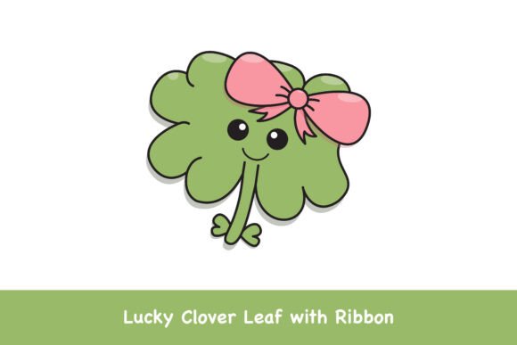 Lucky Clover Leaf with Ribbon Graphics