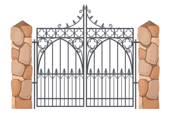 Mansion Gates: Retro Metal Entrance Graphics