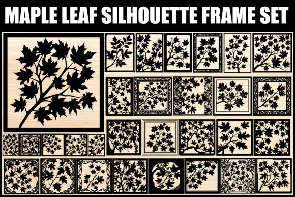 Maple Leaf Silhouette Frame Set: Graphics & Illustrations