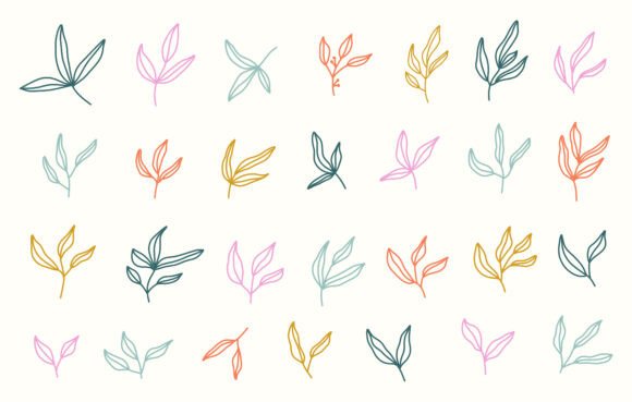 Minimalist Botanical Leaves Clipart Set: Graphics & Illustrations