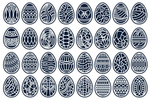 Ornamental Easter Eggs: Black & White Graphics & Illustrations