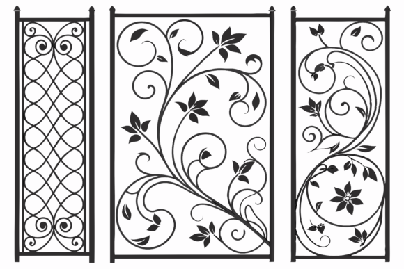 Ornate Black Iron Gate Graphics & Illustrations