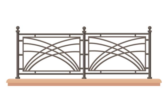 Ornate Forged Balcony Railing Graphics & Illustrations