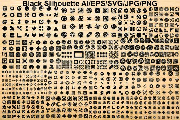 Set of Silhouette Geometric Symbols Icon: Graphics & Illustrations