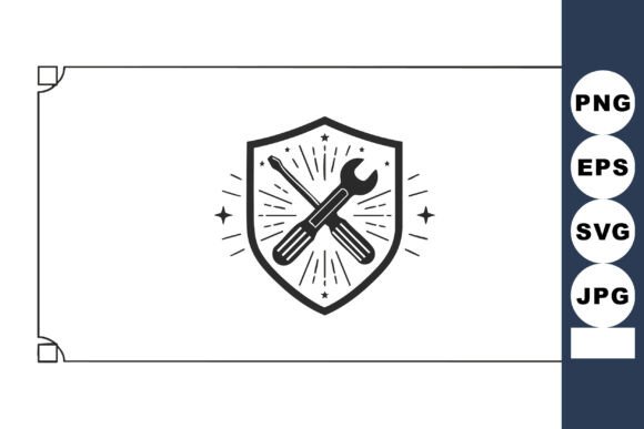 Shield with Wrench and Screwdriver Cross Graphics