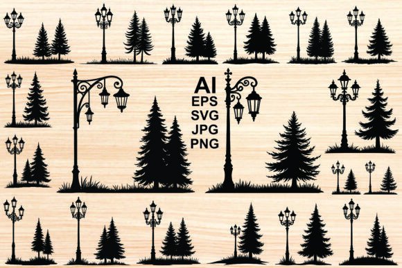 Silhouette Lamp Posts & Tree Illustrations: A Designer Review