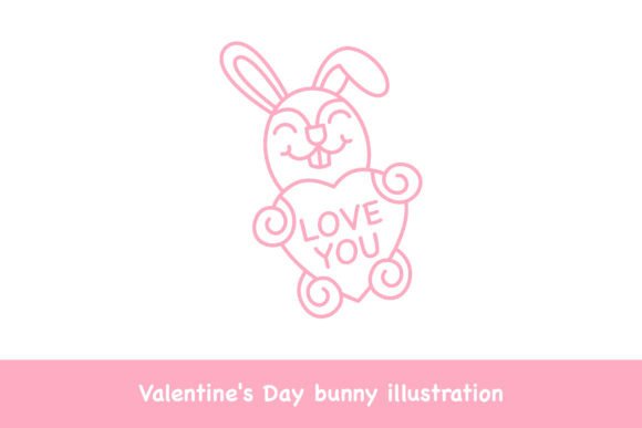 Valentine’s Day Bunny Illustration: Graphics & Illustrations