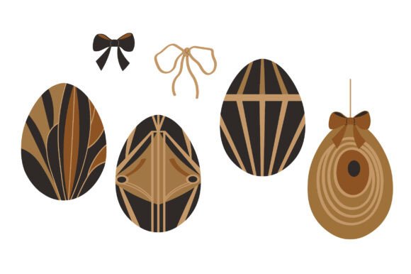 Vector Set with Easter Eggs and Bows: Graphics & Illustrations
