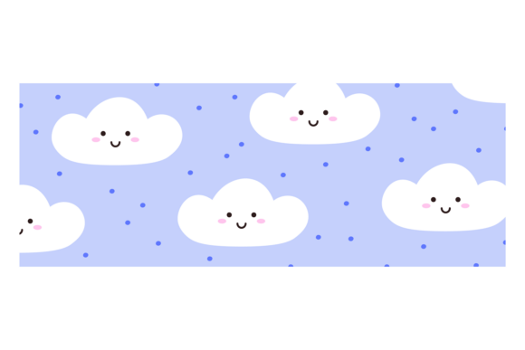 Washi Tape with Kawaii Cloud Emoji Decor Graphics
