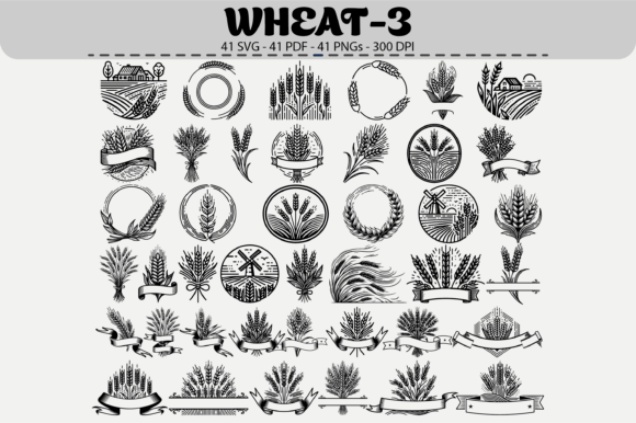 Wheat Vector Clipart – 41 Designs: Graphics & Illustrations for Handmade Brands
